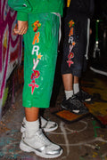 Green graffiti shorts