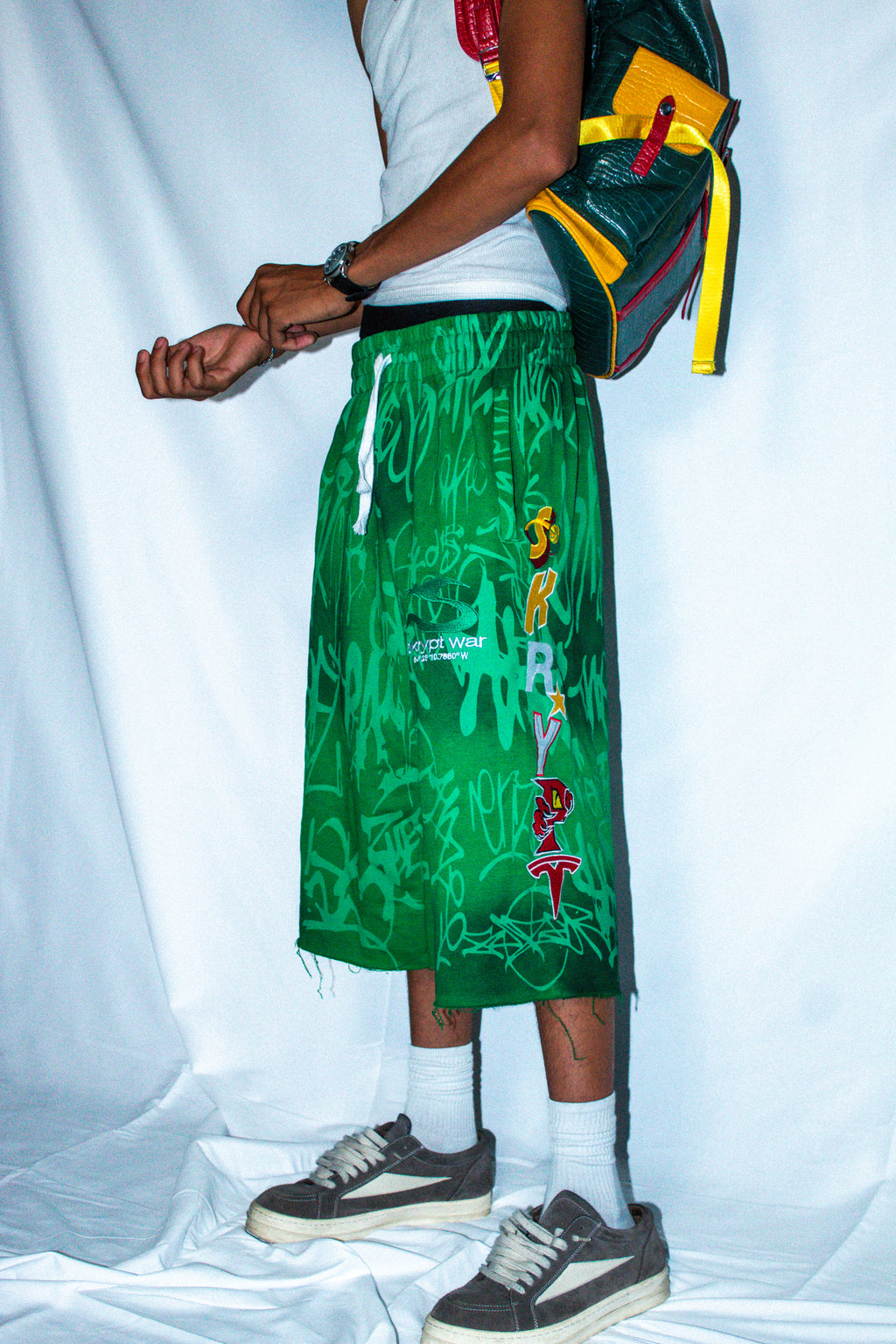 Green graffiti shorts
