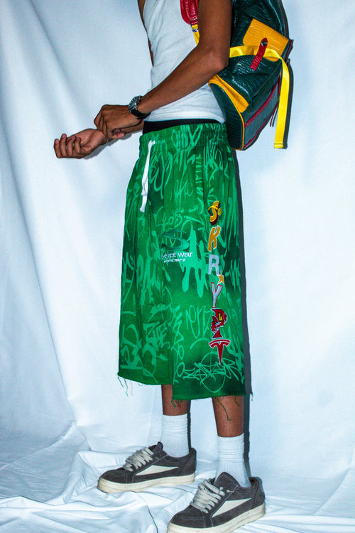 Green graffiti shorts