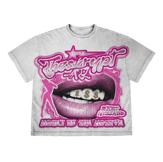 Money is the motive white pink