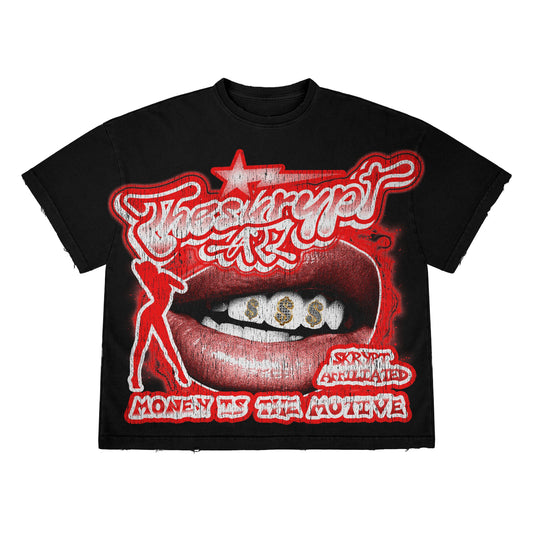 Money is the motive tee black red