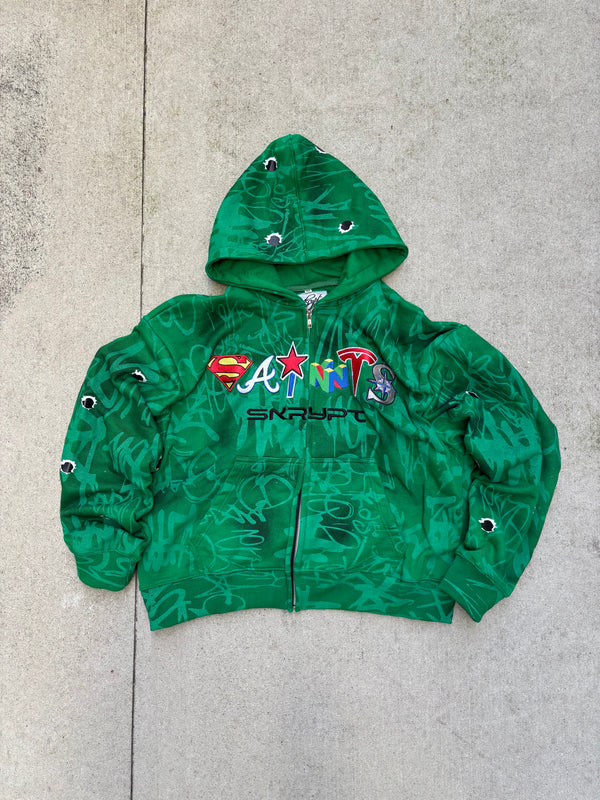 Green graffiti zip